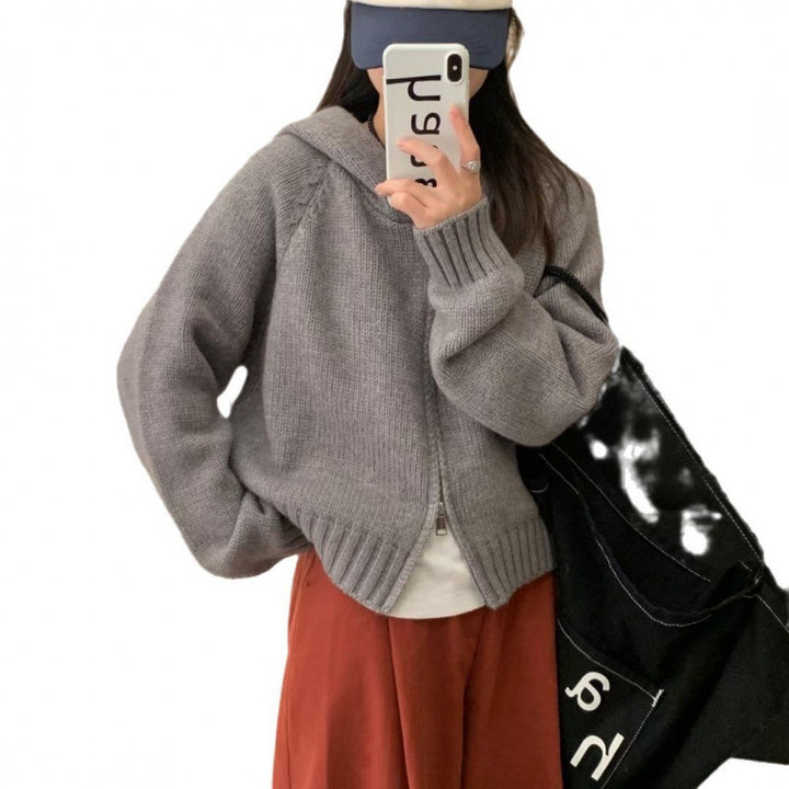 Damen Kuscheliger Hoodie-Cardigan mit Reißverschluss und großen Taschen Drune