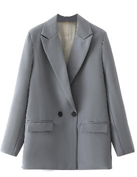 Damen Oversize Doppelreihiger Blazer mit fallendem Revers und weicher Innenfütterung Drune