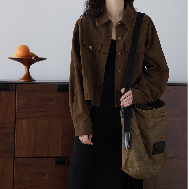 Damen Modische Oversized-Jacke mit Knöpfen und praktischen Taschen Drune