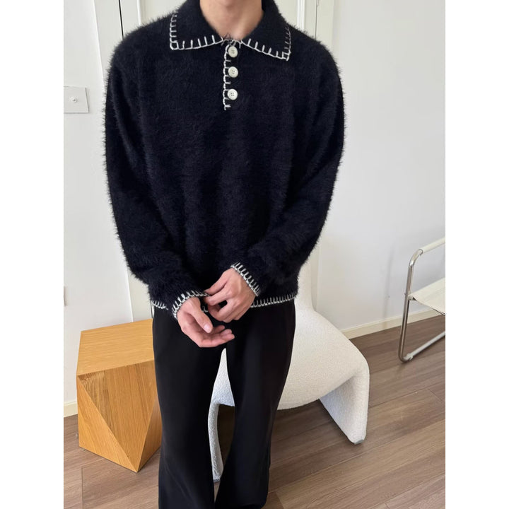 Damen Kuscheliger Grobstrickpullover mit Polokragen Drune