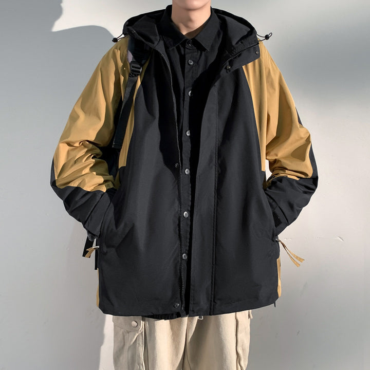 Herren zweilagige Softshell-Overlayerjacke mit Kapuze, wind- und wasserabweisender Membran und verstellbarem Saum Drune