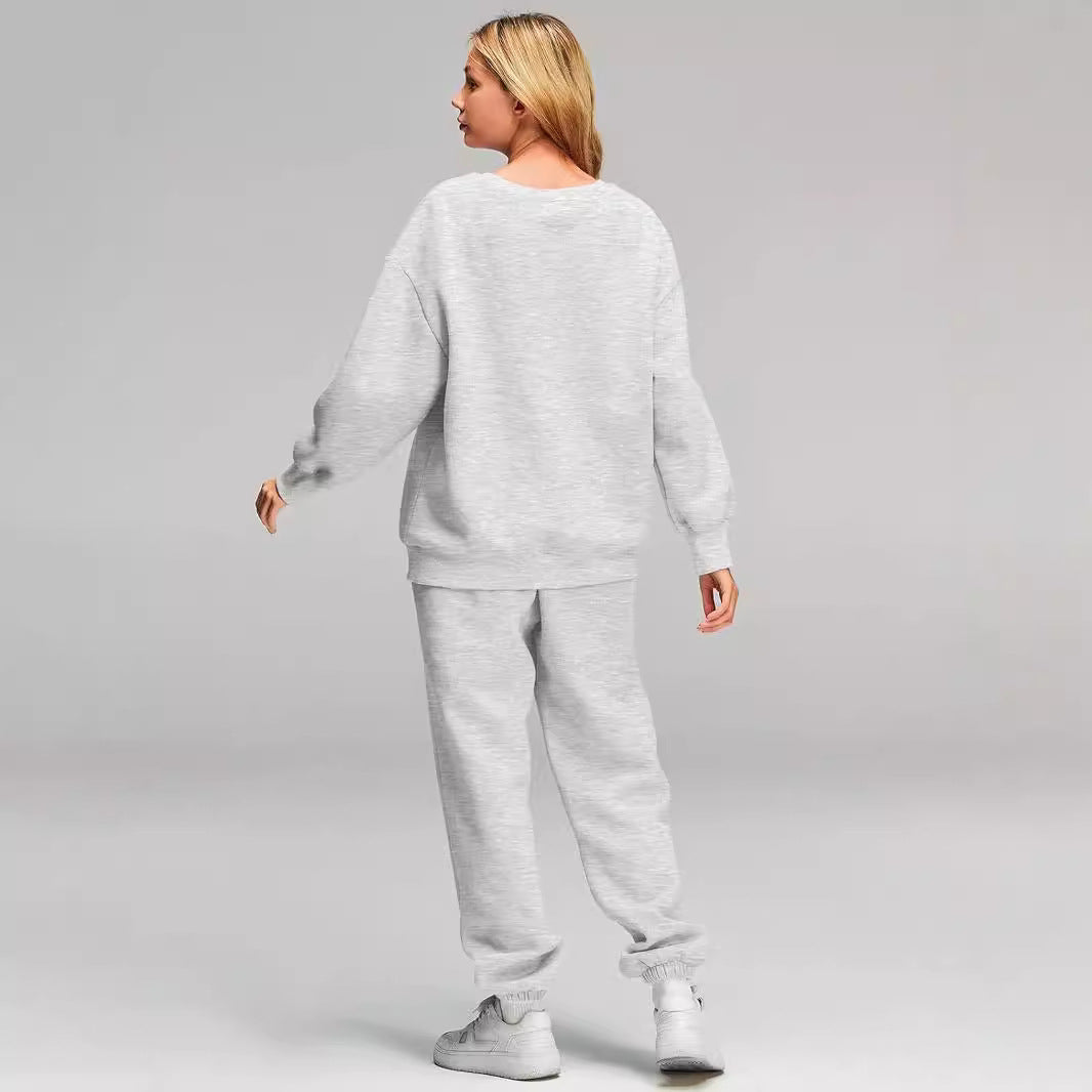 Damen nan Relaxed-Loungewear-Set mit Oversize Rundhals-Sweatshirt und taillierter High-Waist Jogginghose aus French Terry Drune
