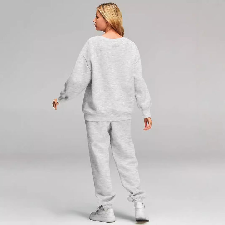Damen nan Relaxed-Loungewear-Set mit Oversize Rundhals-Sweatshirt und taillierter High-Waist Jogginghose aus French Terry Drune