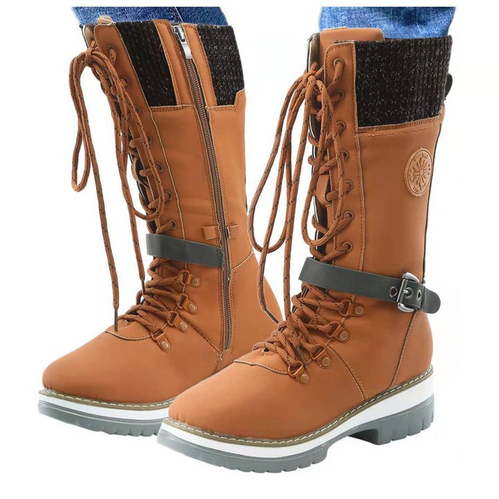 Damen robuste Winterstiefel mit hochschließendem Design und modischen Akzenten Drune