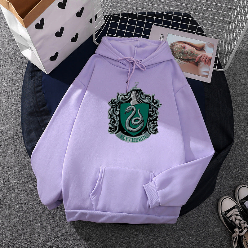 Damen nan gemütlicher Kapuzenpullover im Oversize-Cut mit heraldischem Schlangenwappen und weichem Fleece-Innenfutter Drune