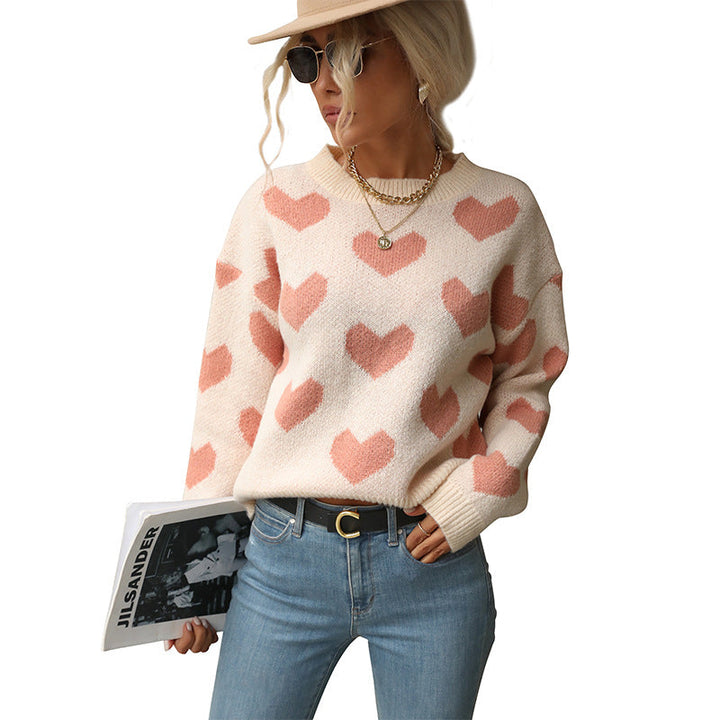 Damen Kuscheliger Strickpullover mit Herzmotiv Drune