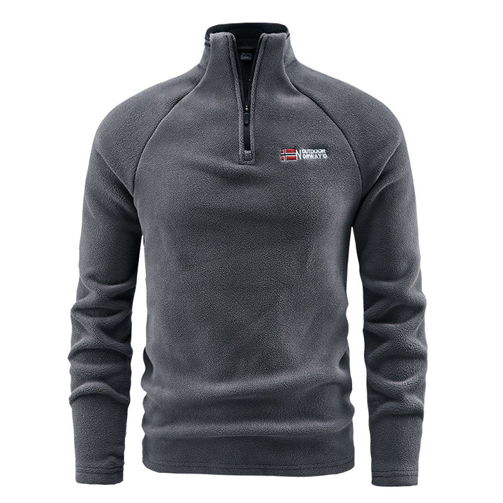 Herren Flauschiger Zip‑Troyer Fleecepullover mit Stehkragen und Raglanärmeln Drune