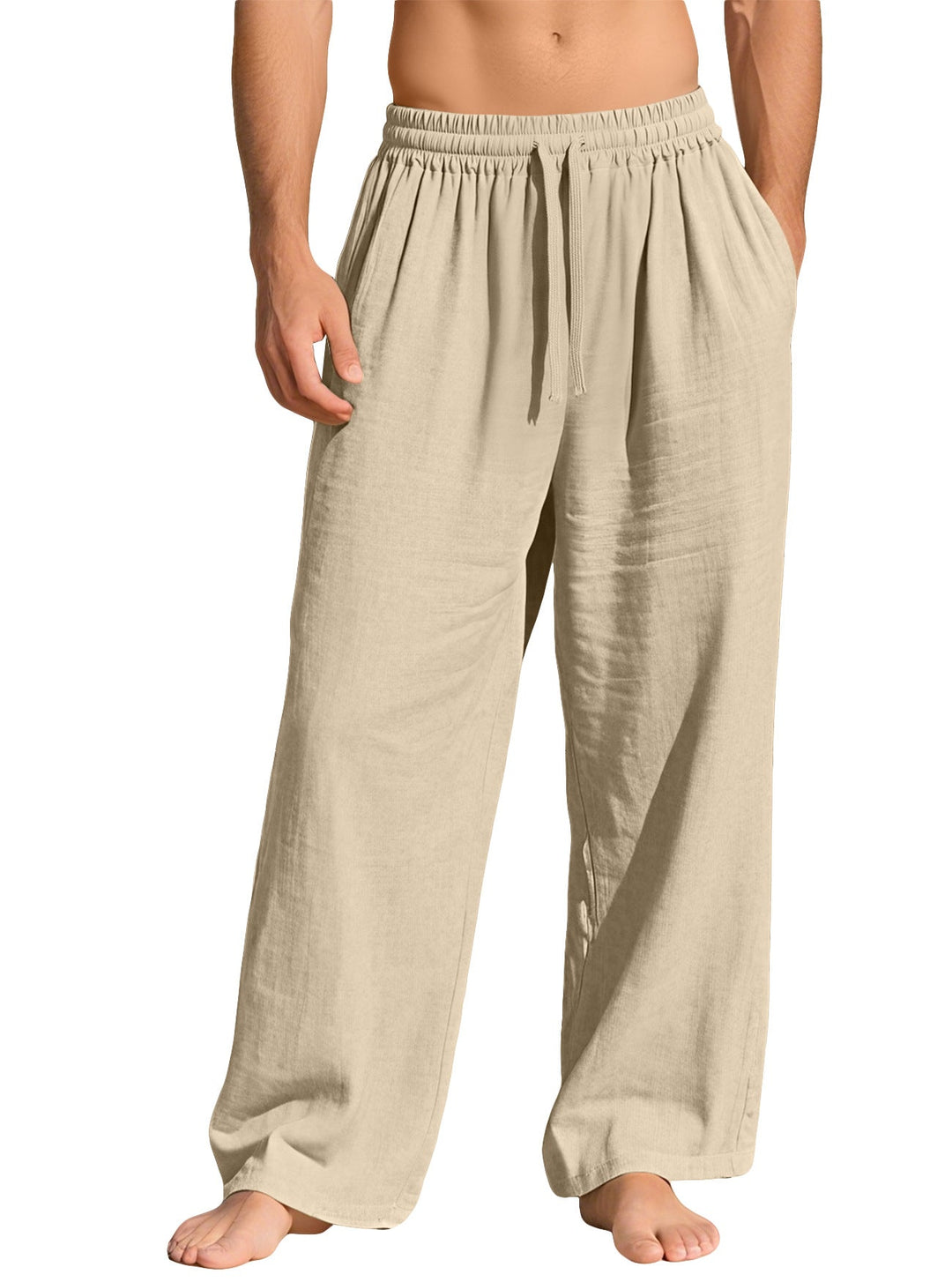 Herren nan leichte Leinen-Loungehose mit elastischem Bund und Seitentaschen Drune