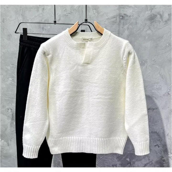 Damen Gemütlicher Strickpullover mit Kragen Drune