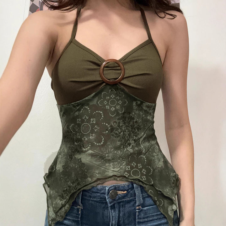 Damen Spitzentop mit floralem Muster und raffinierten Details Drune