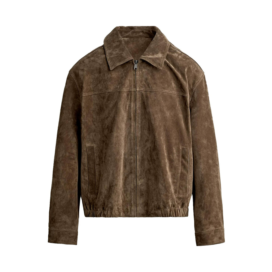 Herren Kurzblouson aus veloursiertem Wildleder mit Hemdkragen Drune