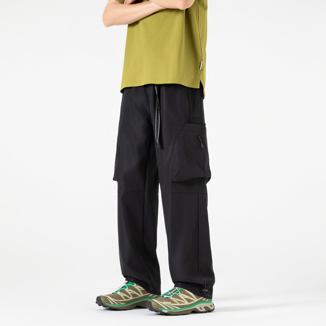 Herren Baggy-Cargo-Hose im Tech-Utility-Stil mit großvolumigen Klapptaschen, elastischem Bund und verstellbarem Kordelsaum Drune