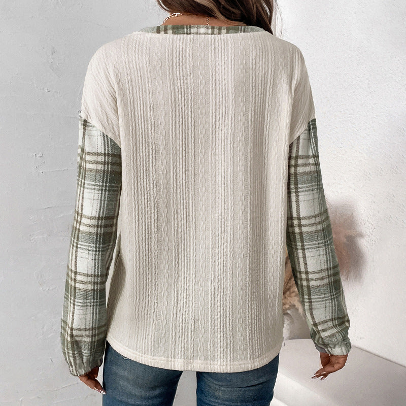 Damen Langarm Hemd mit Karo-Details Drune
