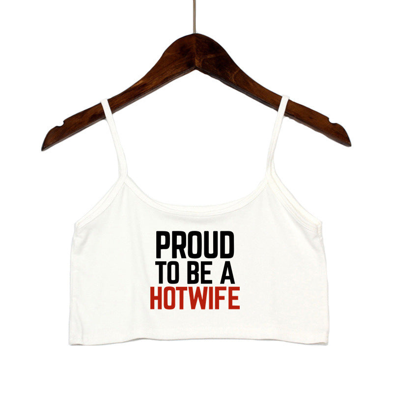 Damen Crop-Top mit modernen Schriftzügen und verstellbaren Trägern Drune