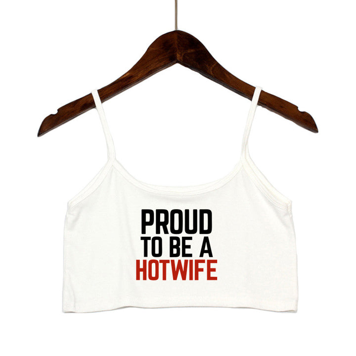 Damen Crop-Top mit modernen Schriftzügen und verstellbaren Trägern Drune