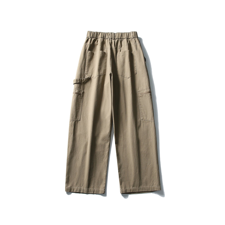 Damen Utility-Cargo-Hose mit weitem Bein, hohem elastischem Bund und Reißverschlusstaschen Drune