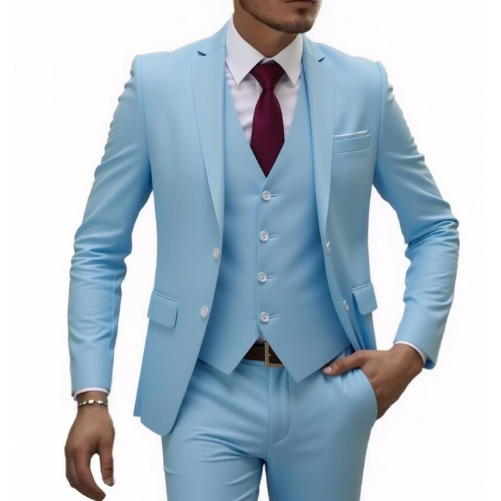 Herren Eleganter taillierter dreiteiliger Anzug mit Weste und leichtem Stretch Drune