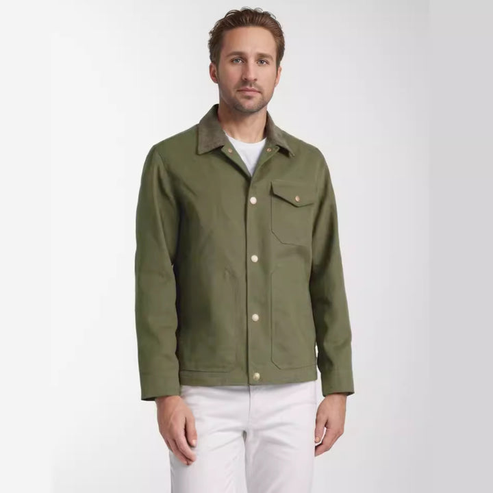 Herren robuste Canvas-Chorejacke mit Cordkragen und aufgesetzten Pattentaschen Drune