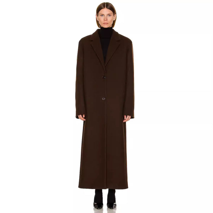 Damen Maximaler Einreihiger Mantel im Oversize‑Schnitt mit klassischem Revers Drune