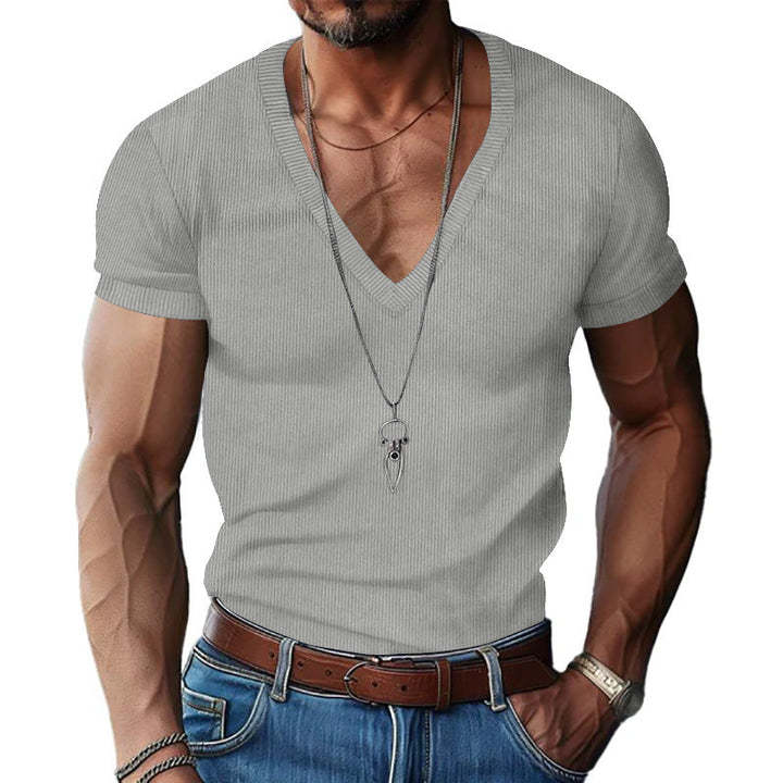 Herren Kurzarm V-Ausschnitt T-Shirt Drune