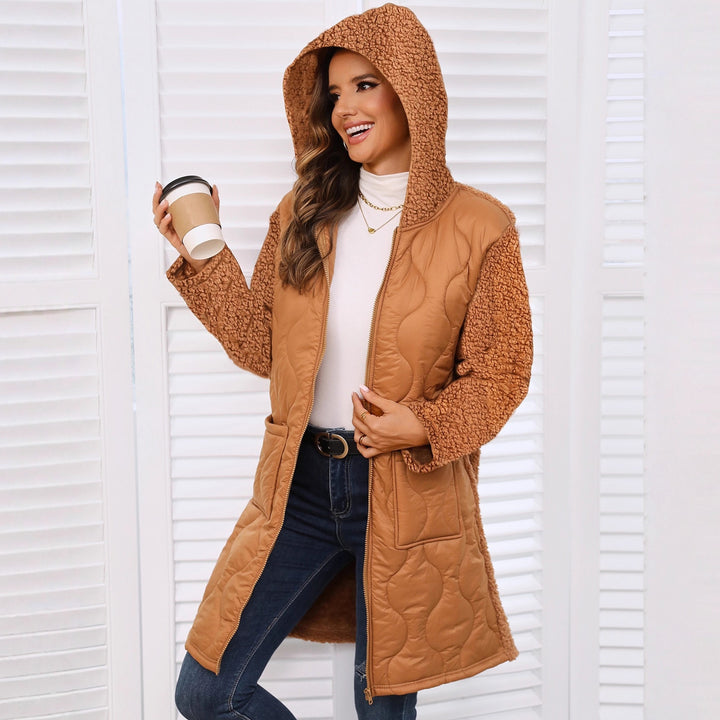 Damen Longjacke mit teddyartigem Futter und praktischen Taschen Drune