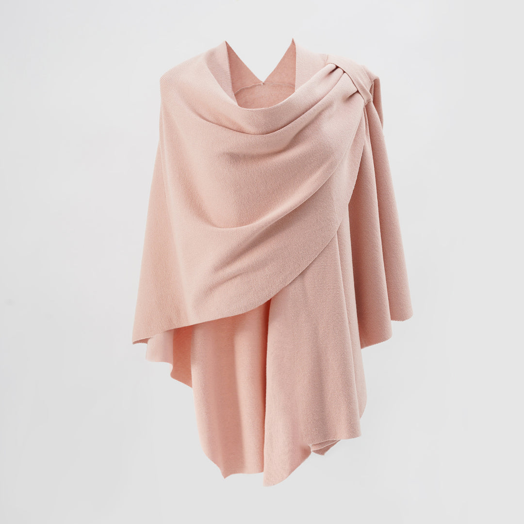 Damen Kapuzenponcho aus Feinstrick mit asymmetrischem Saum Drune