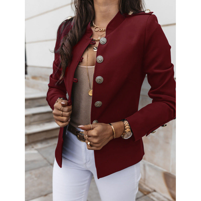 Damen modischer Blazer mit goldenen Knöpfen und schmalem Schnitt Drune