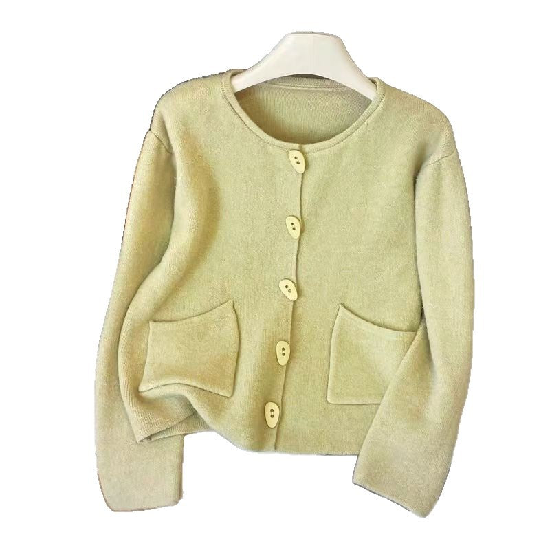 Damen Kuschelige Strickjacke mit Zierstichen Drune