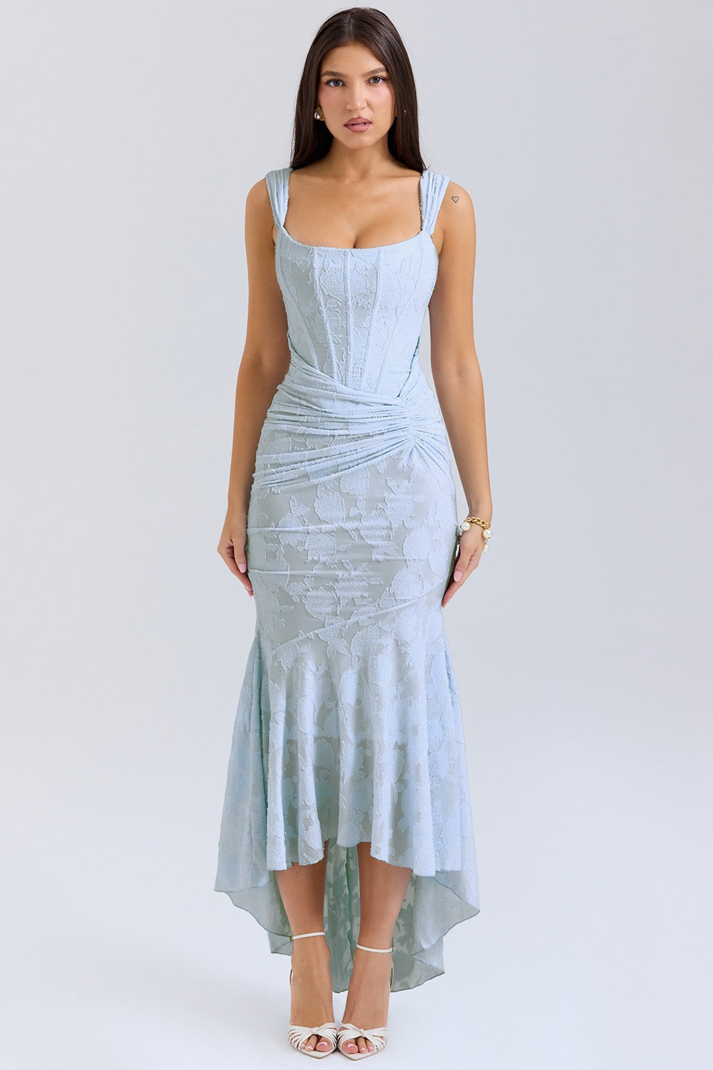 Damen Elegantes Maxikleid mit raffinierten Rüschen und schmeichelndem Schnitt Drune