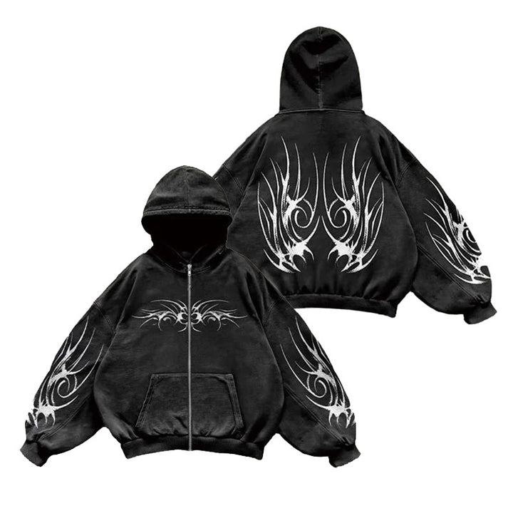 Drune | Hoodie - Oversize Graffiti Print & Y2K Stil