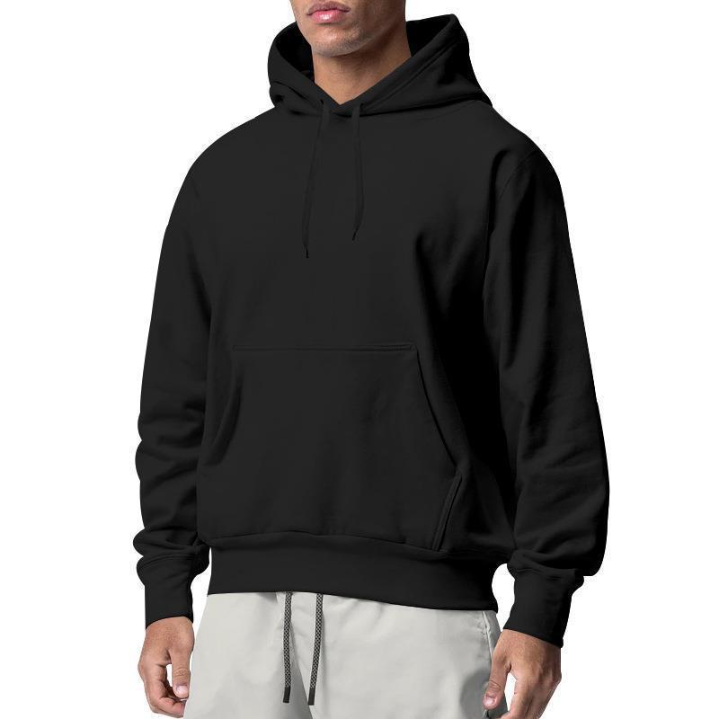Herren nan Premium-Kapuzenpullover mit Kängurutasche, innen angerautem Fleece, verstärkter Nackennaht und geripptem Saum Drune