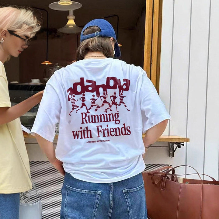 Damen Oversized T-Shirt mit kreativem Schriftzug und lässigem Schnitt Drune