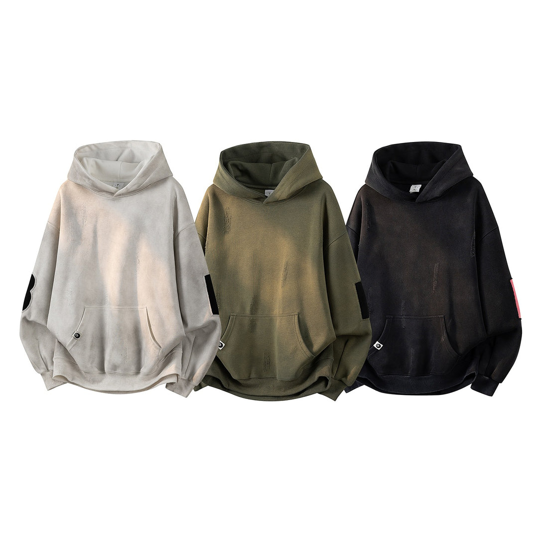 Unisex Oversize Kapuzenpullover mit handschriftlichem Grafik-Print, Kängurutasche & geripptem Saum Drune