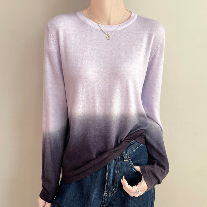 Damen Leichter Verlauf-Feinstrickpullover mit Rundhalsausschnitt und lockerer Passform Drune
