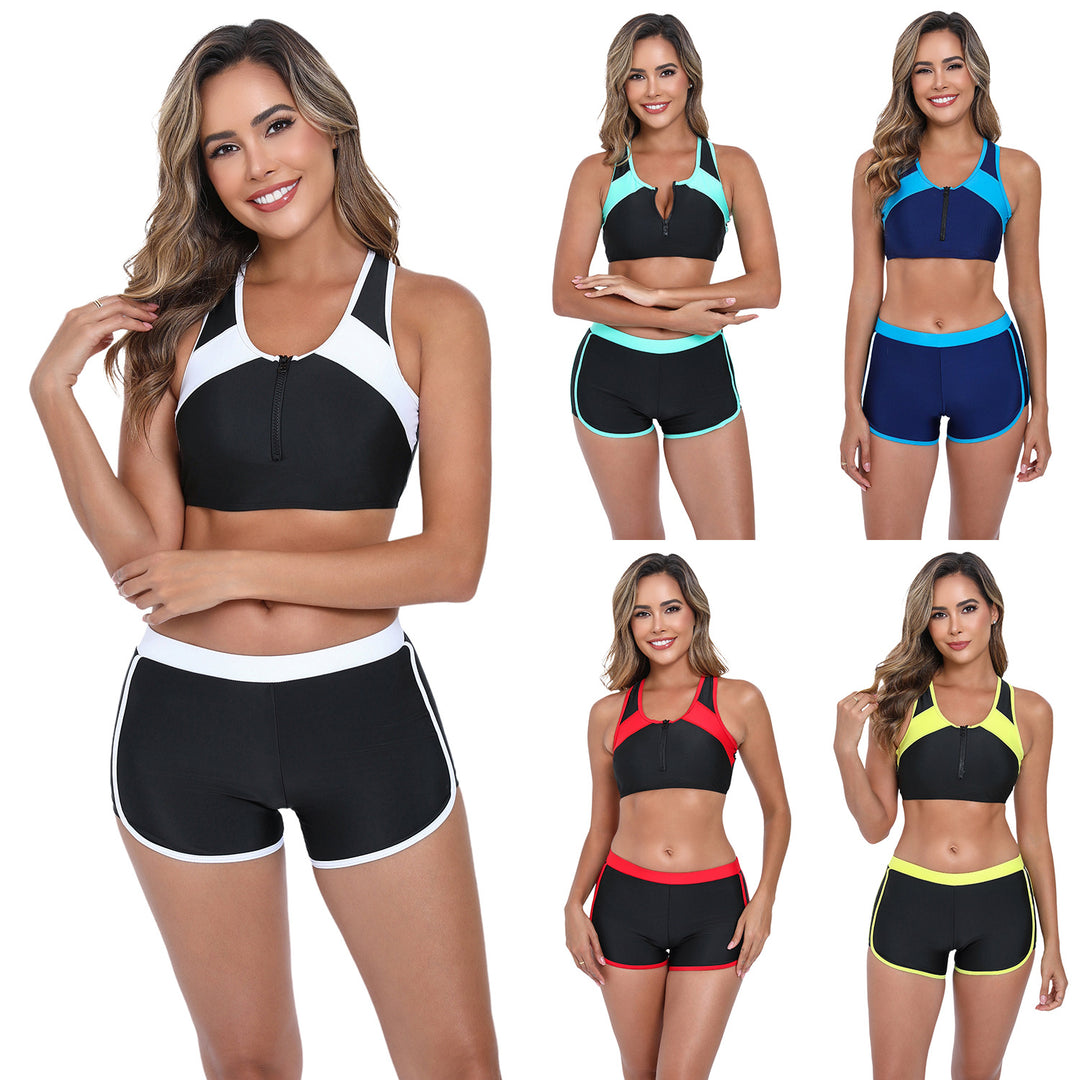 Damen Sportliches Bikini-Set mit funktionalem Reißverschluss Drune