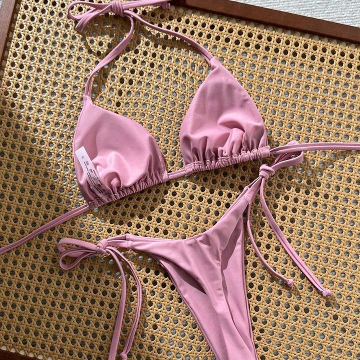 Damen Triangel-Bikini mit raffinierten Lochmuster-Details Drune