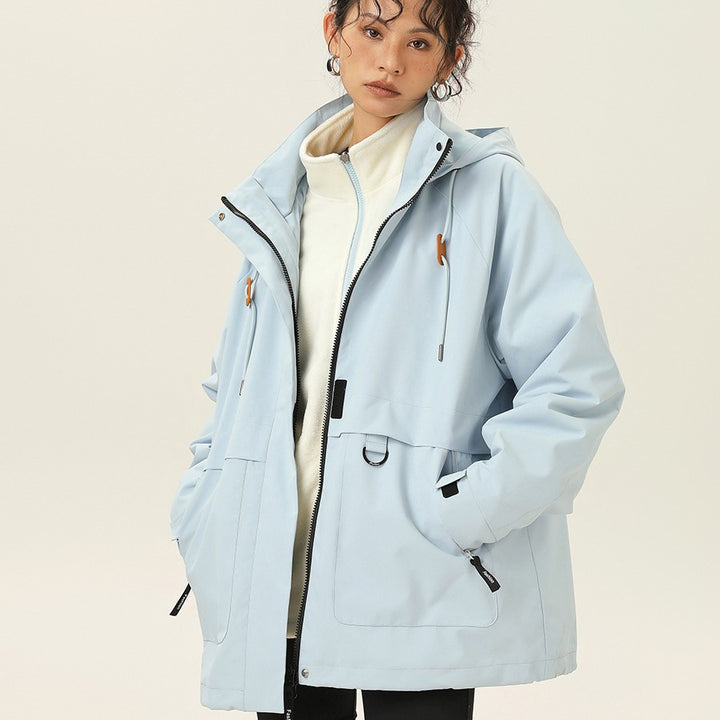 Damen Kapuzen-Utility-Parka mit wasserdichter Membran, großen Fronttaschen & verstellbarem Saum Drune