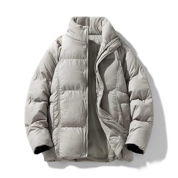 Herren gesteppte Thermoisolierte Winterjacke mit hohem Stehkragen und verdeckter Druckknopfleiste Drune