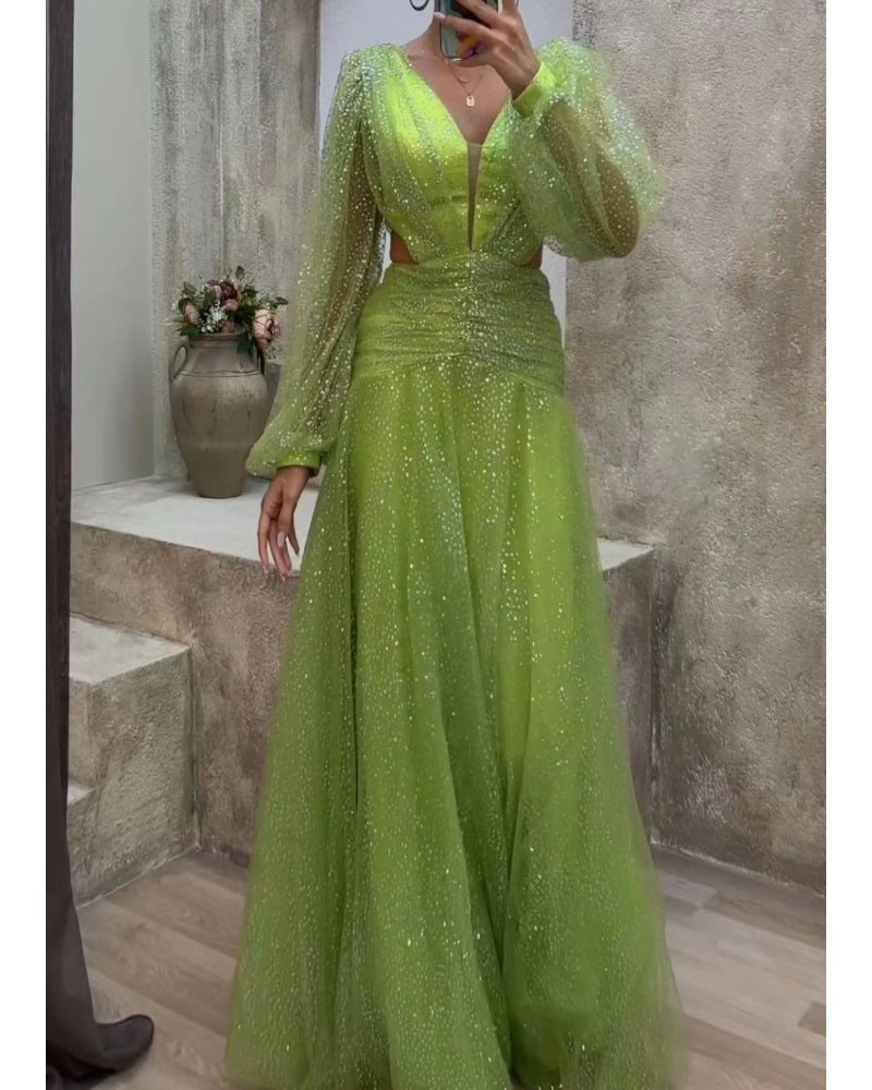 Damen Glamouröses Abendkleid mit schimmerndem Tüll und raffinierten Cut-Out-Details Drune