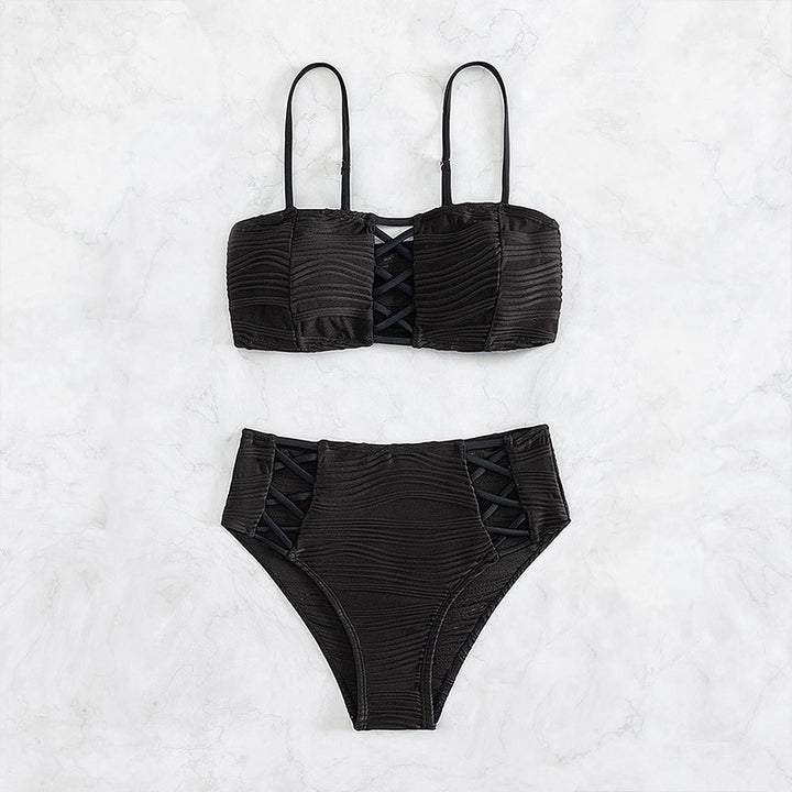Damen Bikini-Set mit strukturierter Oberfläche und dekorativen Einsätzen Drune