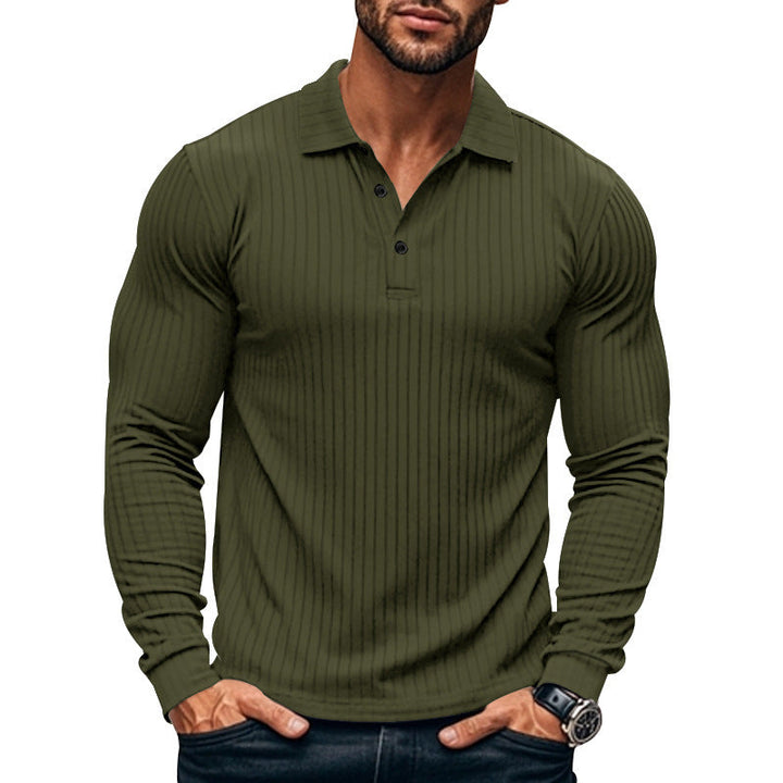 Herren Langarm-Henley-Shirt mit strukturiertem Rippenmuster Drune