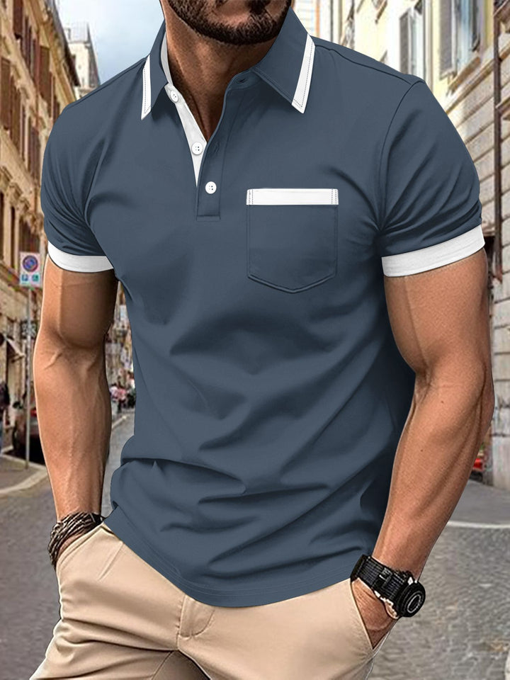 Herren modernes Polo-Shirt mit Kontrastkragen Drune