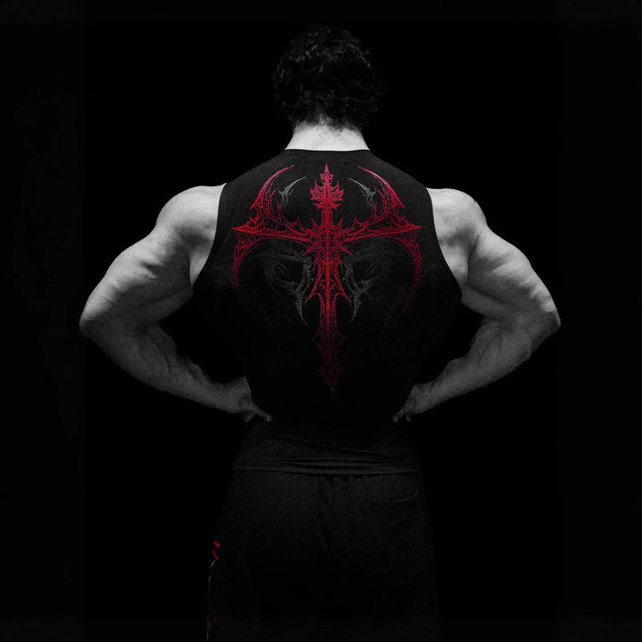 Herren nan figurbetontes Trainings-Tanktop mit tiefen Armausschnitten und filigranem Rückendruck Drune