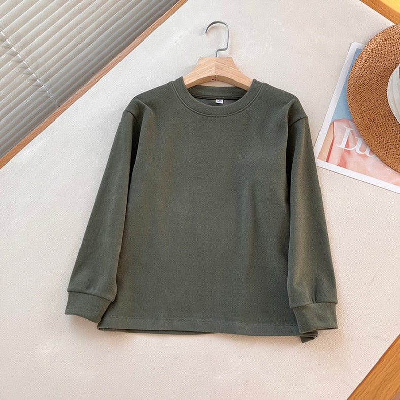 Damen Bequemes Langarmshirt mit Rundhalsausschnitt Drune