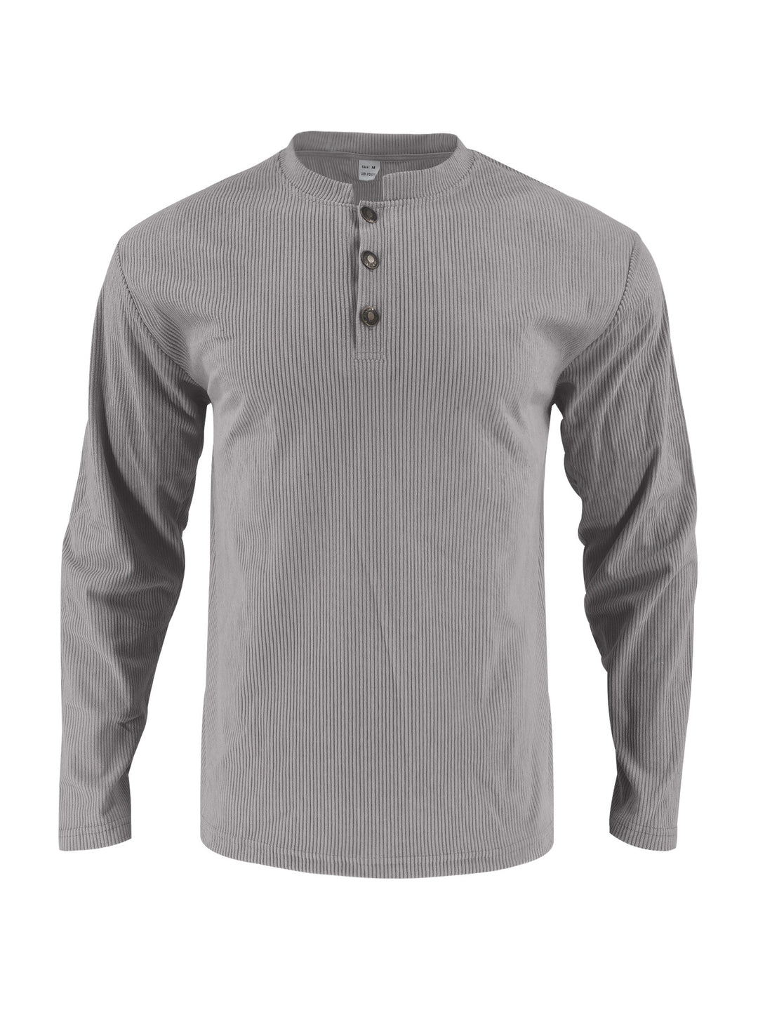 Herren Langarmshirt mit modischer Stehkragen und Knopfleiste Drune