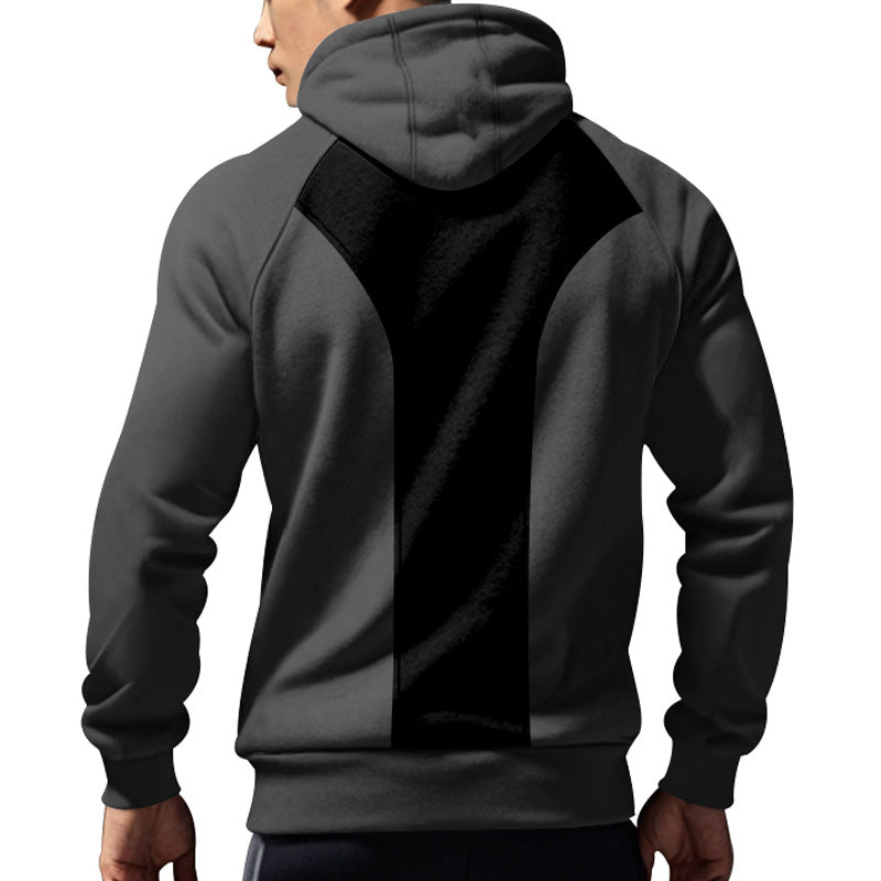Herren nan sportliches Kapuzensweatshirt mit kurzem Frontreißverschluss ergonomischem Raglanschnitt und Kängurutasche Drune