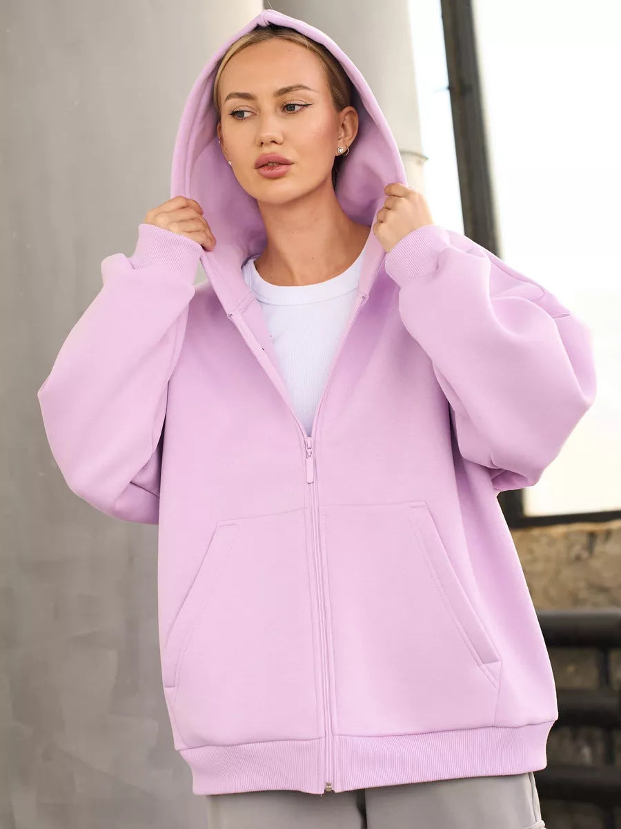 Damen Bequemer Fleece-Kapuzenjacke Drune