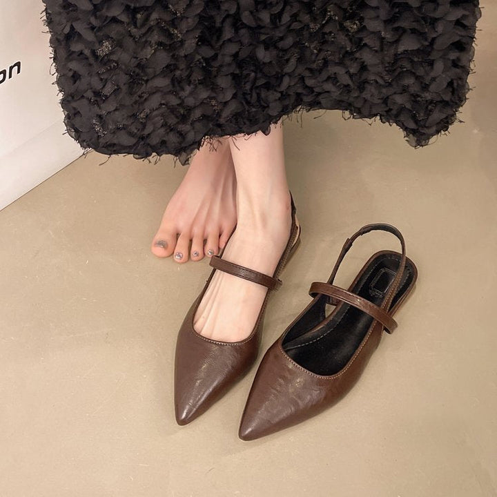 Damen elegante Slingback-Ballerinas aus glänzendem Material Drune