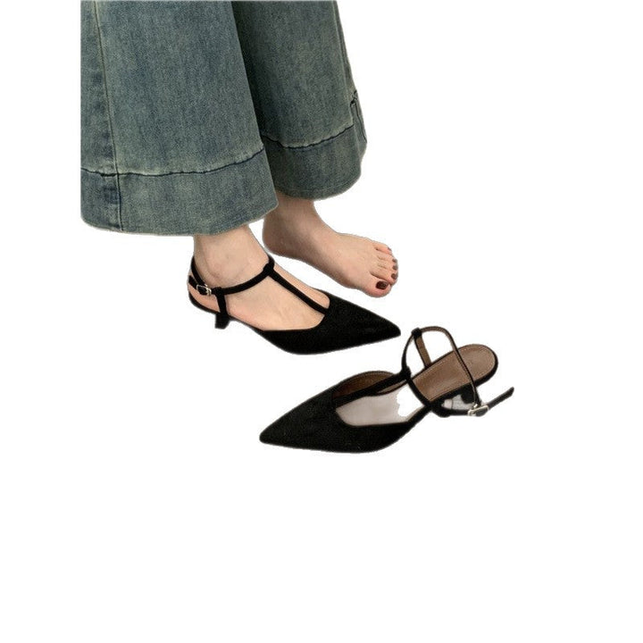 Damen spitze Slingback Ballerinas aus weichem Veloursleder Drune