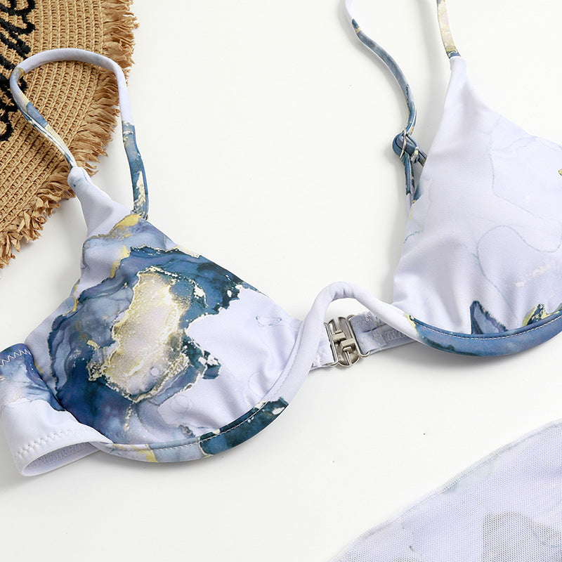 Damen Triangel-Bikini-Set mit asymmetrischem Wickelrock Drune